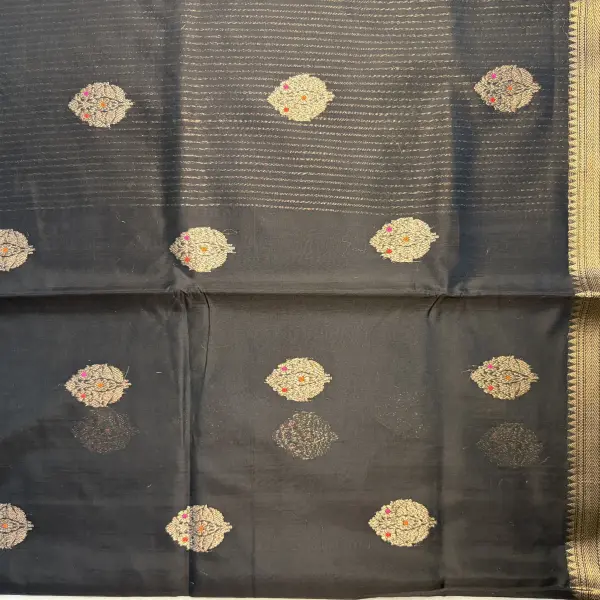 Black With Buttas Cotton Silk Saree