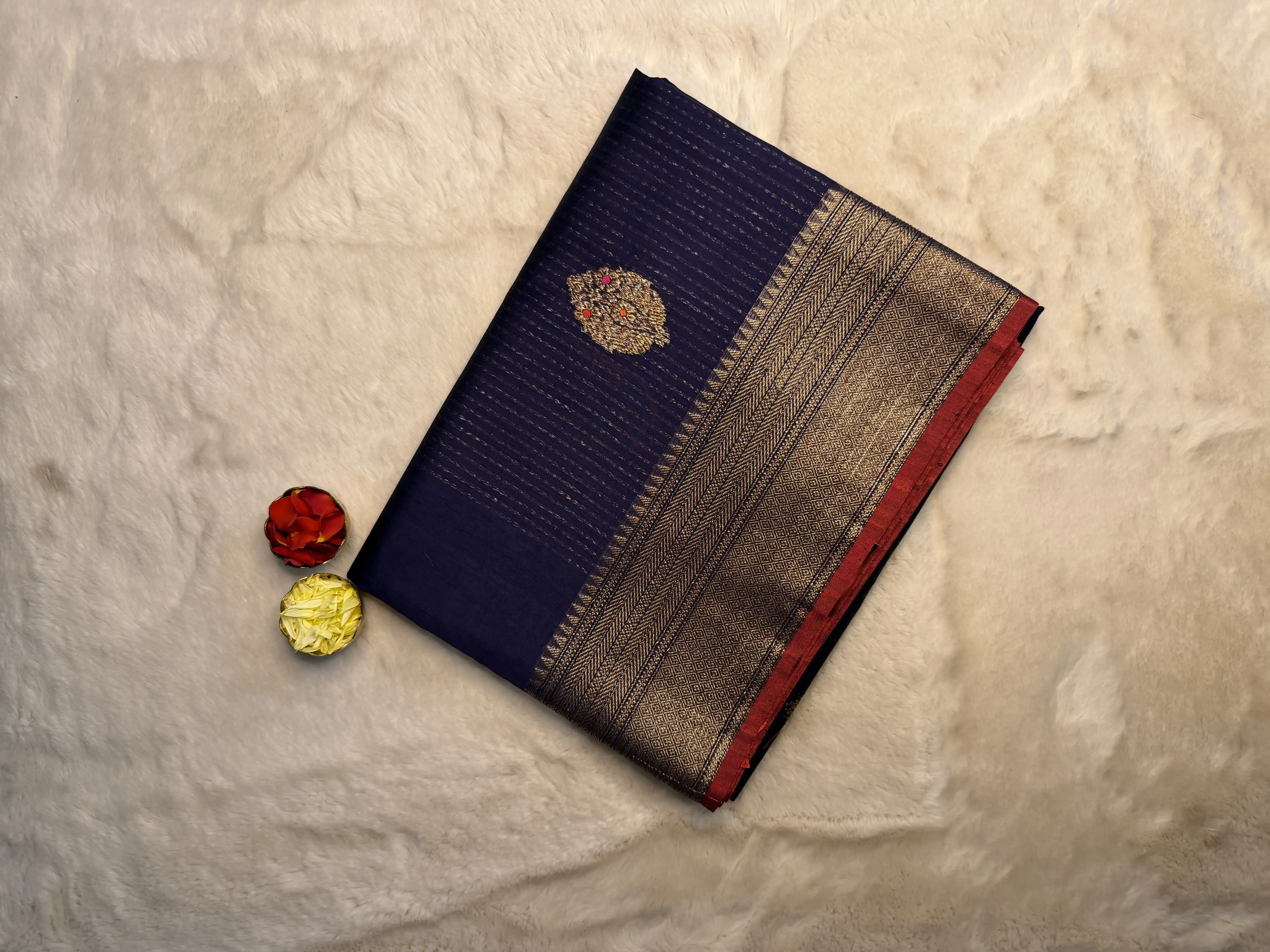 Black With Buttas Cotton Silk Saree