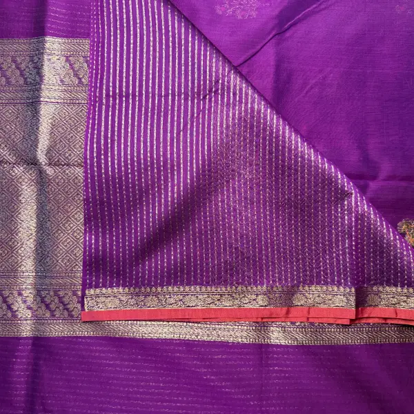 Wine With Small buttas Cotton Silk Saree