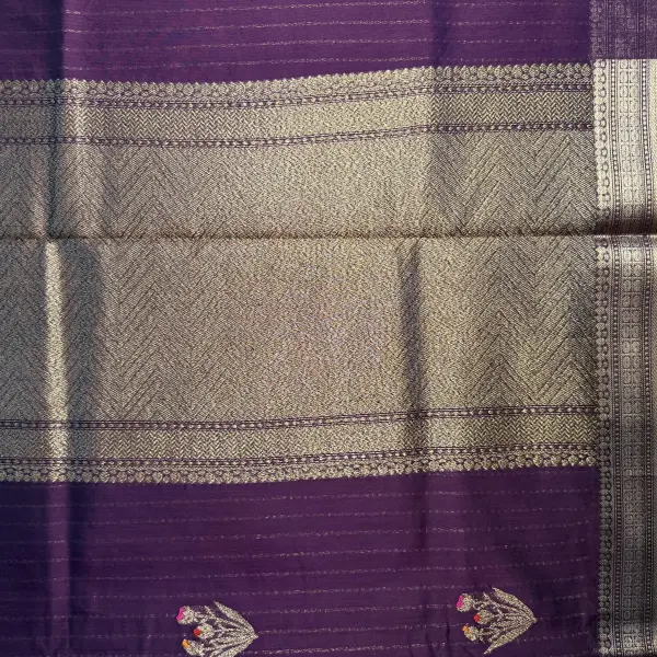 Wine With Floral Pattern Cotton Silk Saree