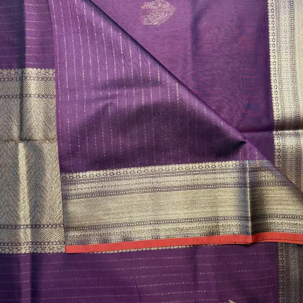 Wine With Floral Pattern Cotton Silk Saree