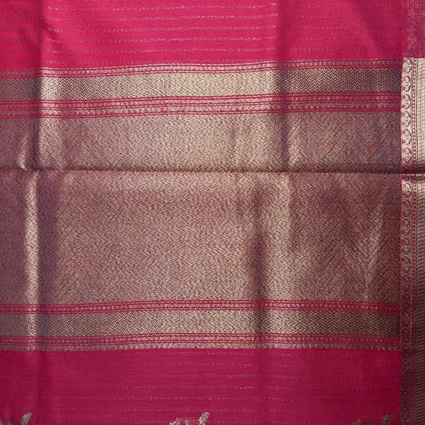 Rani Pink With buttas Cotton Silk Saree