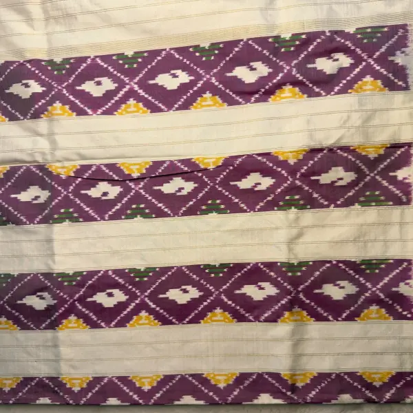 Purple Body WIth Plain Cream Border Poochampalli Silk Saree