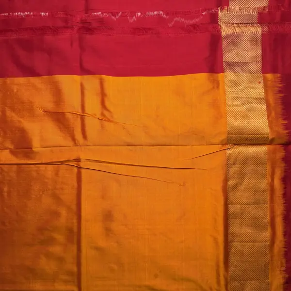 Orange & Red Border with Lehariya Body Poochampalli Silk Saree