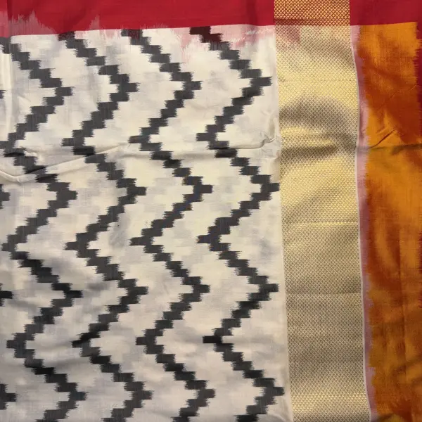 Orange & Red Border with Lehariya Body Poochampalli Silk Saree