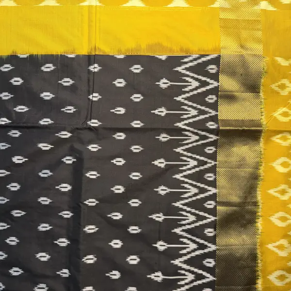 Black & Mustard Yellow Poochampalli Silk Saree