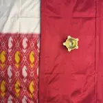 Cream Red Half & Half Mango Motif Poochampalli Silk Saree