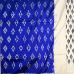 Ink Blue with Cream Plain Border Poochampalli Silk Saree