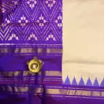 Cream with Purple Bentex Border Poochampalli Silk Saree