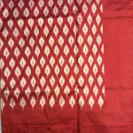 Grey & Red Lehariya Pattern Poochampalli Silk Saree