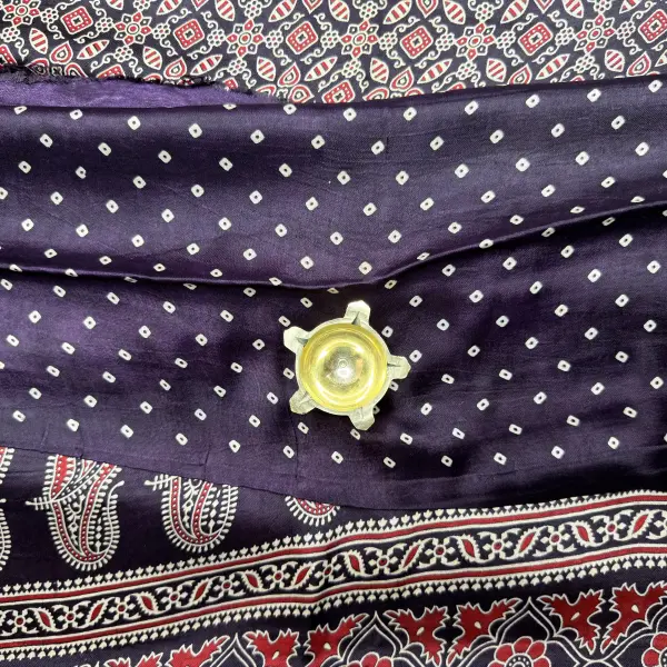 Chocolate Brown Ajrak Print Satin Modal Saree