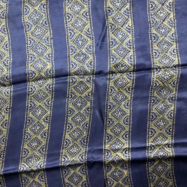 Ink Blue Ajrak Print Modal Silk Saree