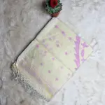 Cream with Pink Jamdhani Work Muga Cotton Silk Saree