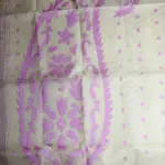 Cream with Pink Jamdhani Work Muga Cotton Silk Saree