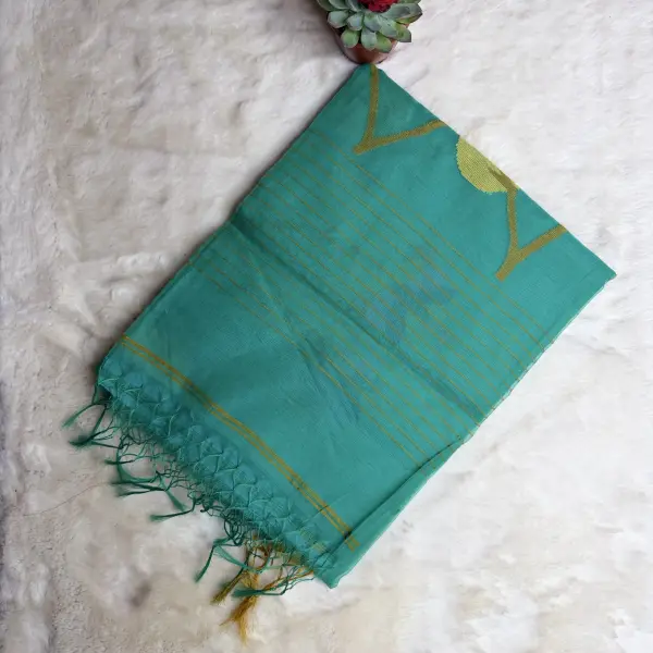 Raama Green Jamdhani Work Cotton Saree