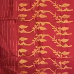 Cherry Red with Yellow Jamdhani Work Muslin Cotton Saree