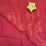 Cherry Red with Yellow Jamdhani Work Muslin Cotton Saree