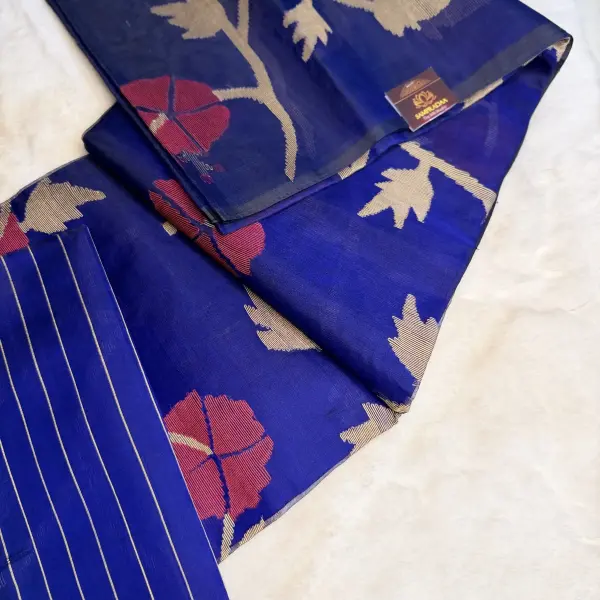 Blue Jamdhani work Pure Dhakai Cotton Saree