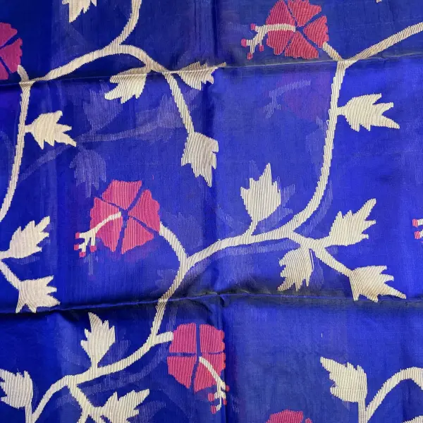 Blue Jamdhani work Pure Dhakai Cotton Saree
