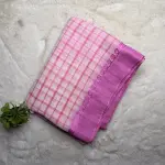 Baby Pink Checks Cotton Saree