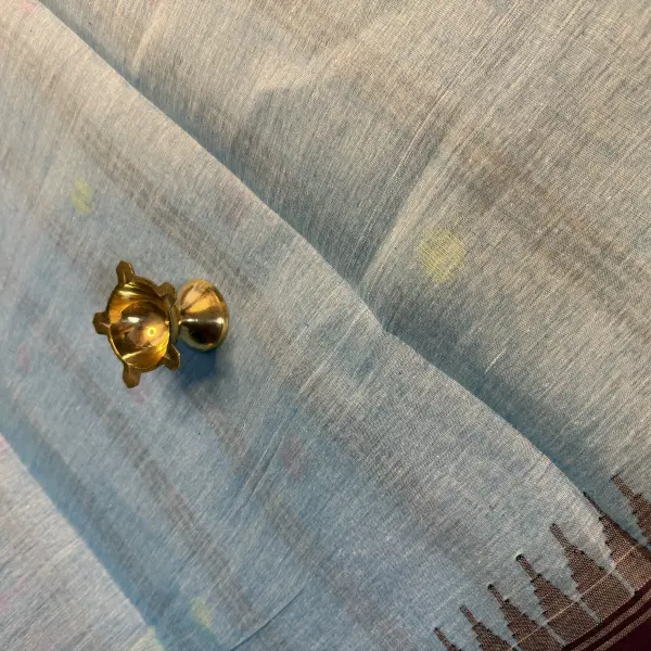 Blue colour with Jamdhani work moirang phee pure cotton saree