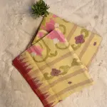 Beige colour with Jamdhani work moirang phee pure cotton saree