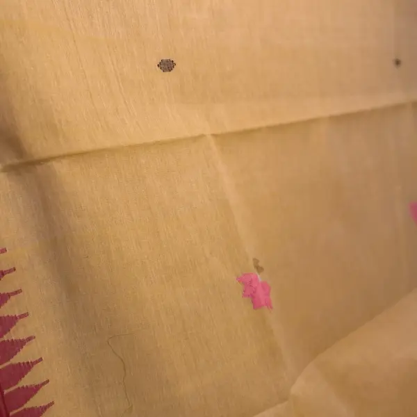 Beige colour with Jamdhani work moirang phee pure cotton saree