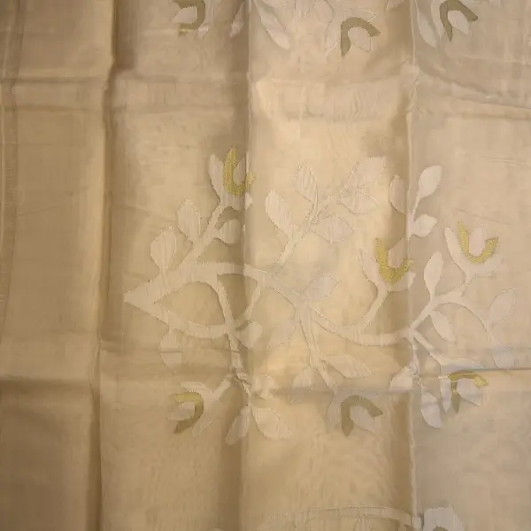 White with self design pure Dhakai Cotton Saree