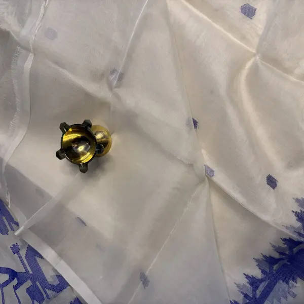 White Jamdhani Work Pure Dhakai Cotton Saree