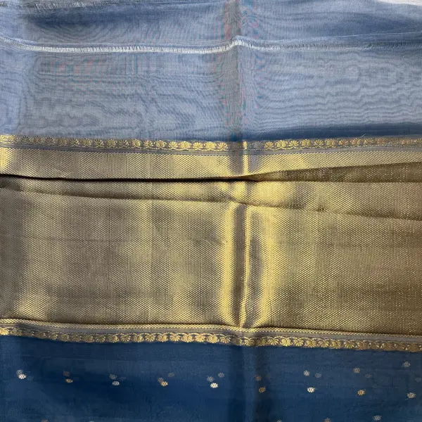 Grey with Buttas pure Tissue Organza Saree