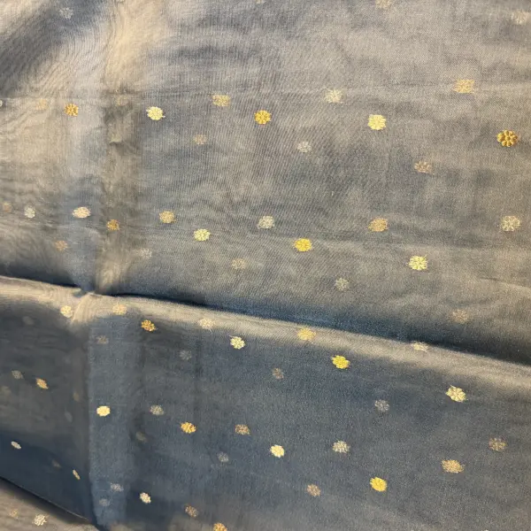 Grey with Buttas pure Tissue Organza Saree