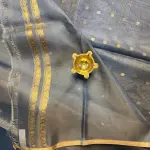 Grey with Buttas pure Tissue Organza Saree