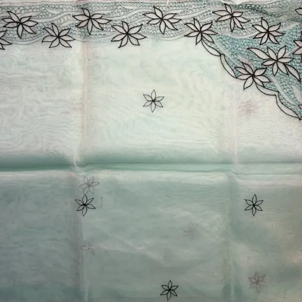 Blue Cut Work Pure Organza Saree