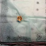 Blue Cut Work Pure Organza Saree