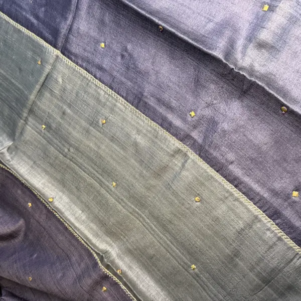 Grey WIth Sequin Work Pure Tussar Silk Saree