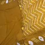 Mustard Yellow Bandhani work lightweight fancy Saree