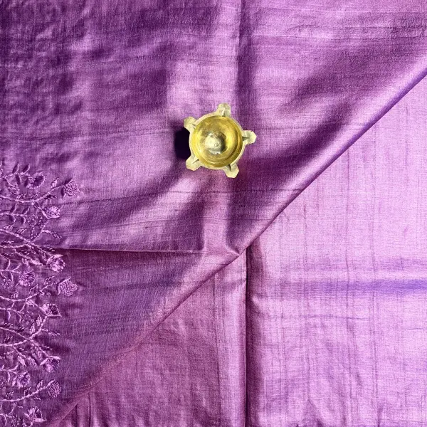 Purple Knot Work Pure Tussar Silk Saree