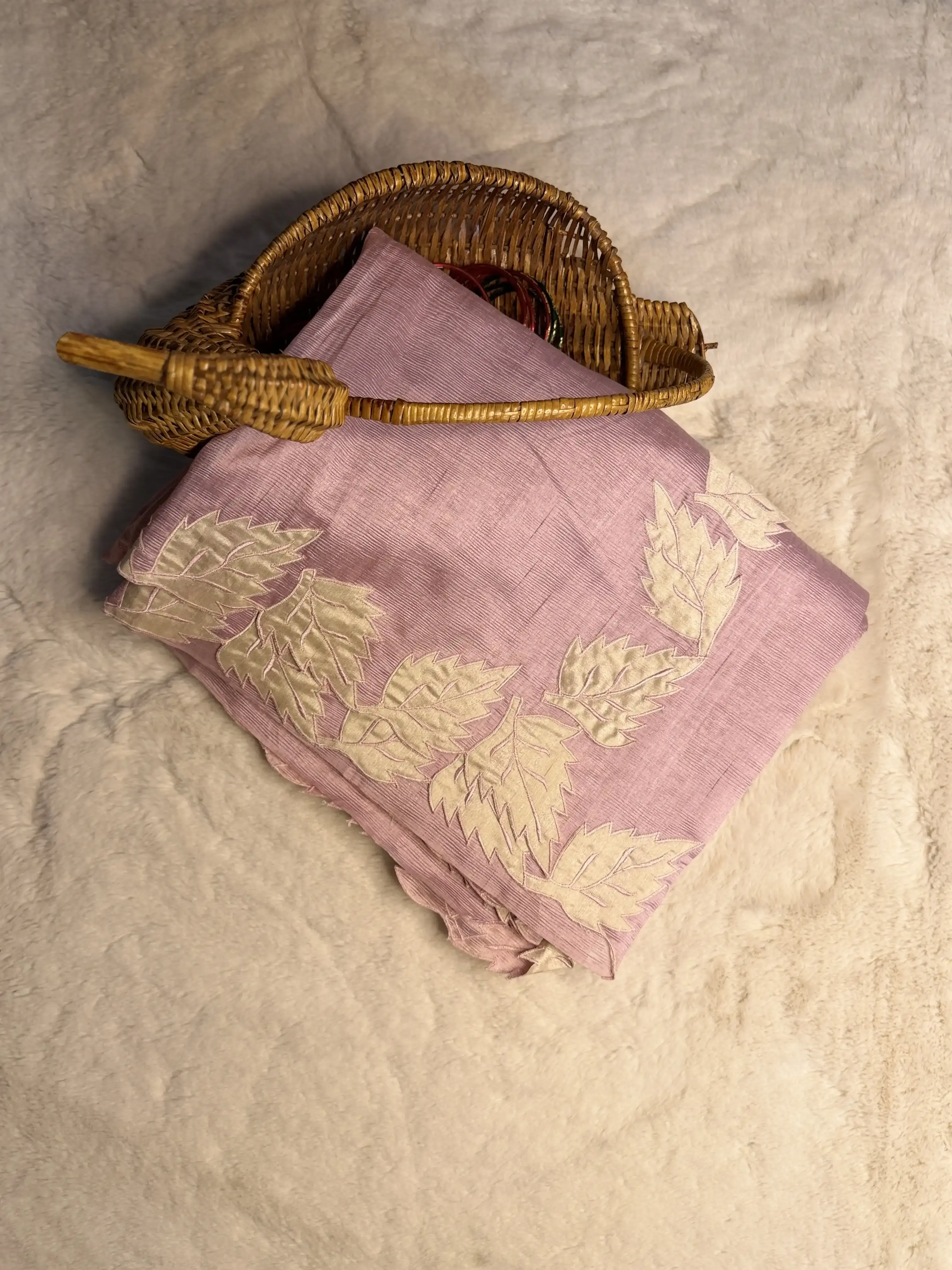 Lavender Leaf scallop border Fancy Saree