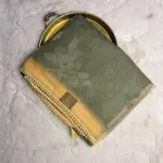 Military Green with yellow Floral pattern Pure Organza Saree