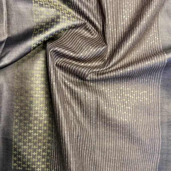 Chocolate Brown sequin work Pure Tussar Silk Saree