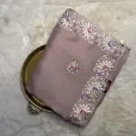 Beige With floral border Organza Saree