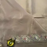 Beige With floral border Organza Saree