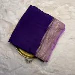 Purple With lavender Pure Crepe Silk Saree