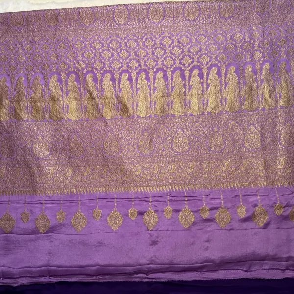Purple With lavender Pure Crepe Silk Saree