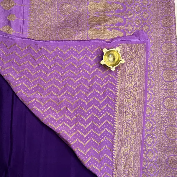 Purple With lavender Pure Crepe Silk Saree