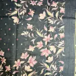 Black FLoral Design Linen cotton Saree