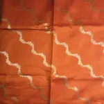 Orange with Pink Lehariya Pattern Chiniya Silk Saree