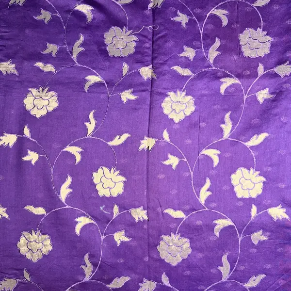Purple Patch Work with Scallop border Organza Saree