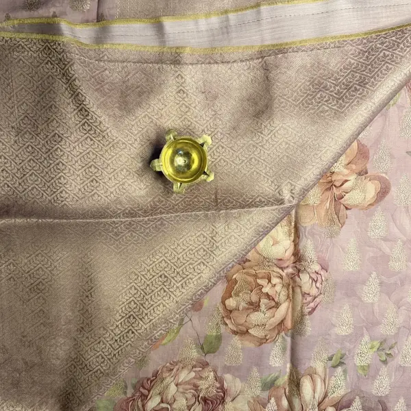 Cream Floral pattern with buttas Muga Silk Saree