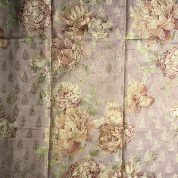 Cream Floral pattern with buttas Muga Silk Saree